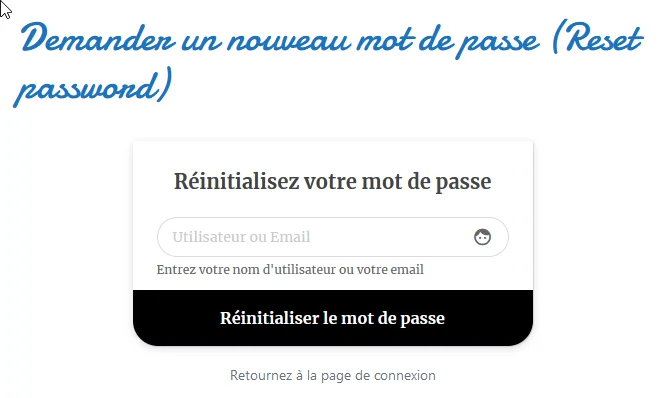 Demande nouveau mot de passe