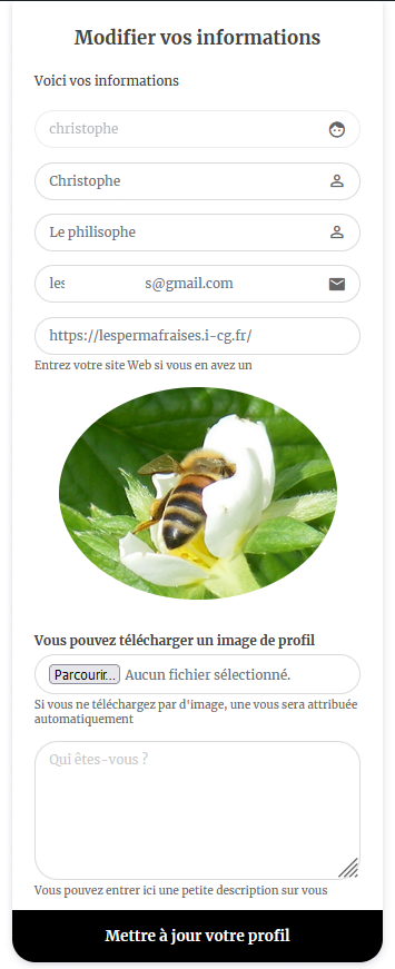 Modifier infos compte
