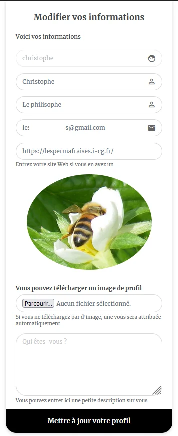 Modifier infos compte