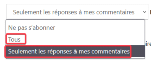 Choix d'abonnement aux comentaires