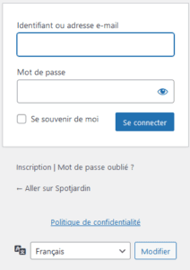 Connexion au site SpotJardin