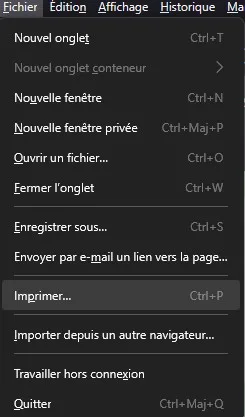 Menu Fichier Imprimer Firefox